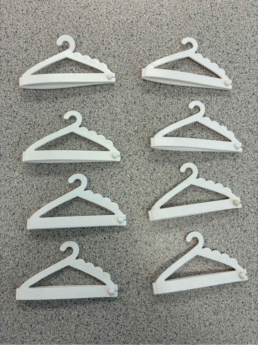 Set of 8 Vintage 1992 Barbie White Doll Hangers with Pink Heart Details